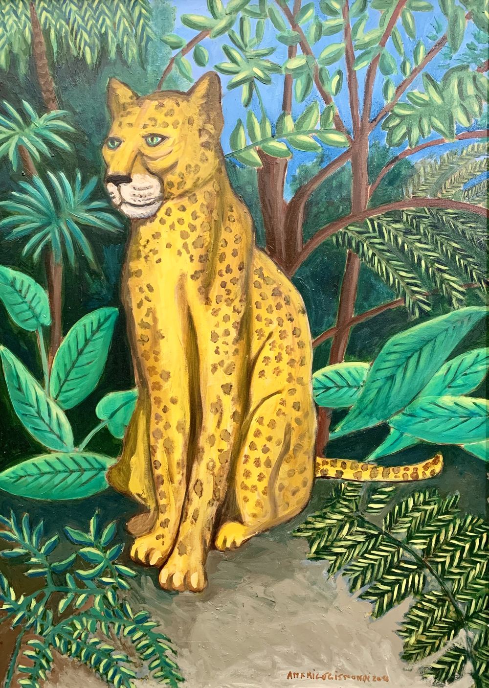 Altero Leopardo, olio su tela, 70×50 cm, 2016