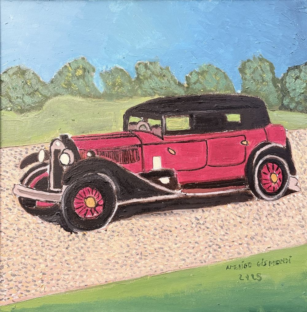 Balilla d'epoca, olio su tela, 40×40 cm, 2025