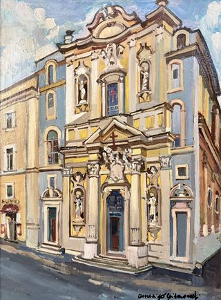 Chiesa della Maddalena (Roma), olio su tela, 40×30 cm