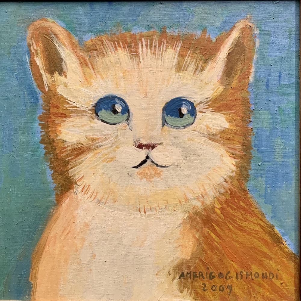 Gattino rosso occhi azzurri, olio su tela, 20×20 cm, 2009