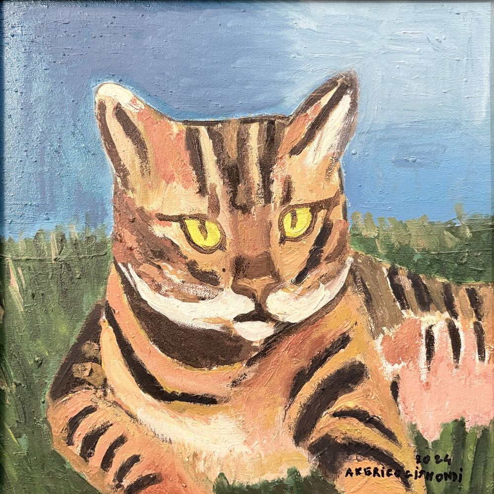 Il gatto soriano, olio su tela, 30×30 cm, 2024