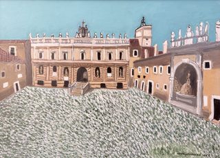 La certosa di Padula, olio su tela, 50×70 cm, 2025