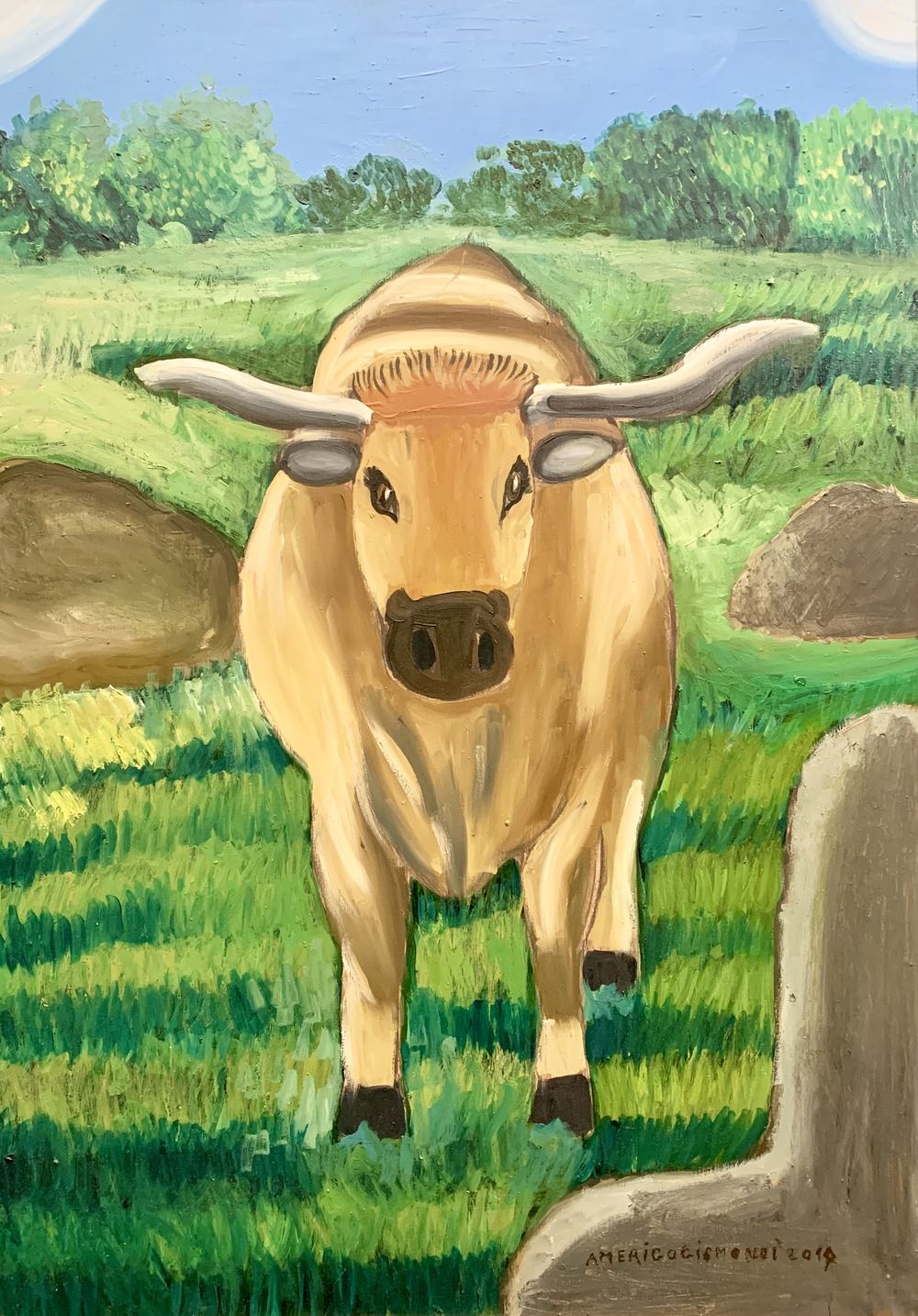 La mucca, olio su tela, 70×50 cm, 2017