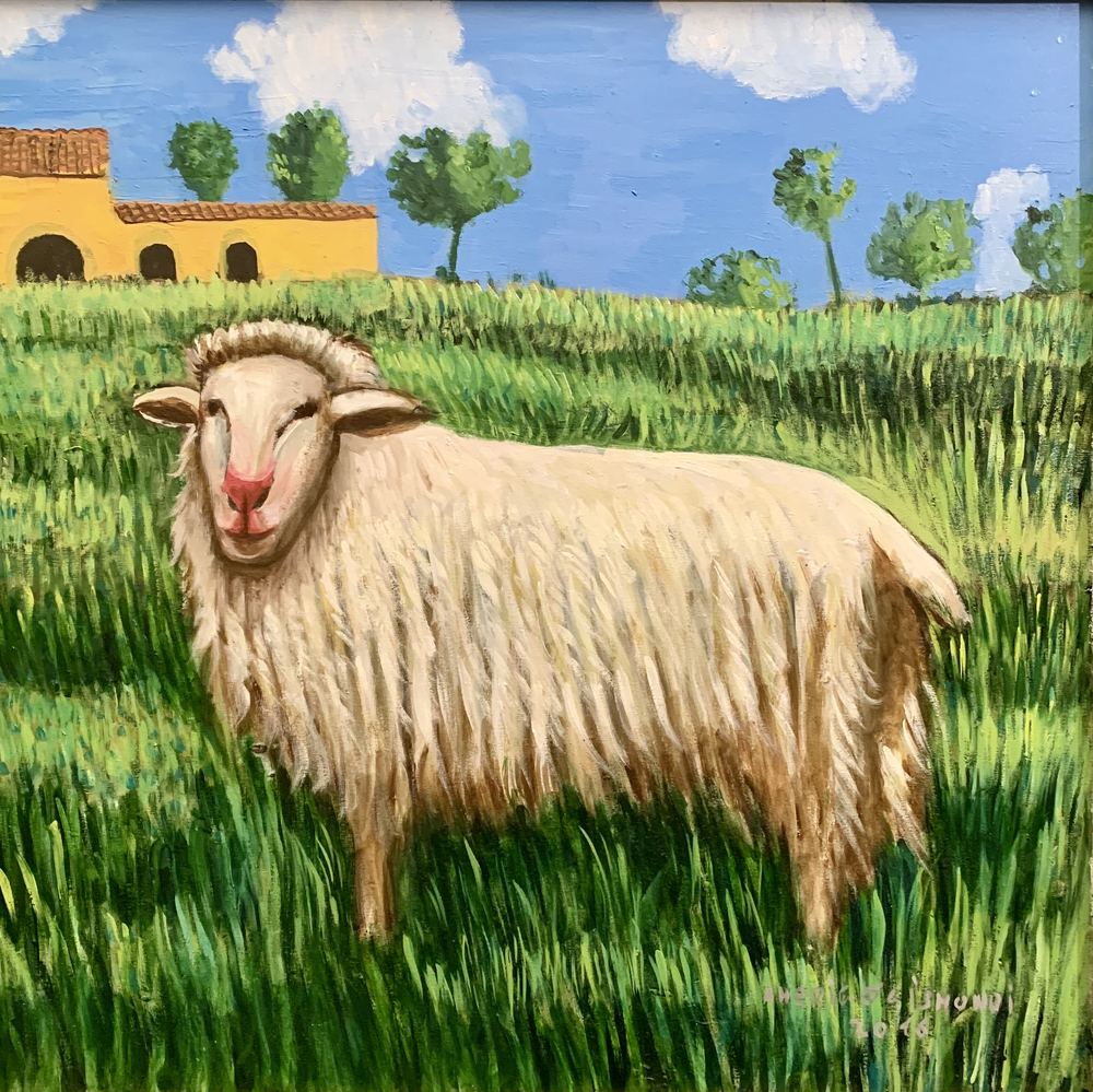 La pecora, olio su tela, 50×50 cm, 2016