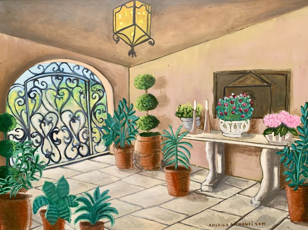 Patio fiorito, olio su tela, 60×80 cm, 2011