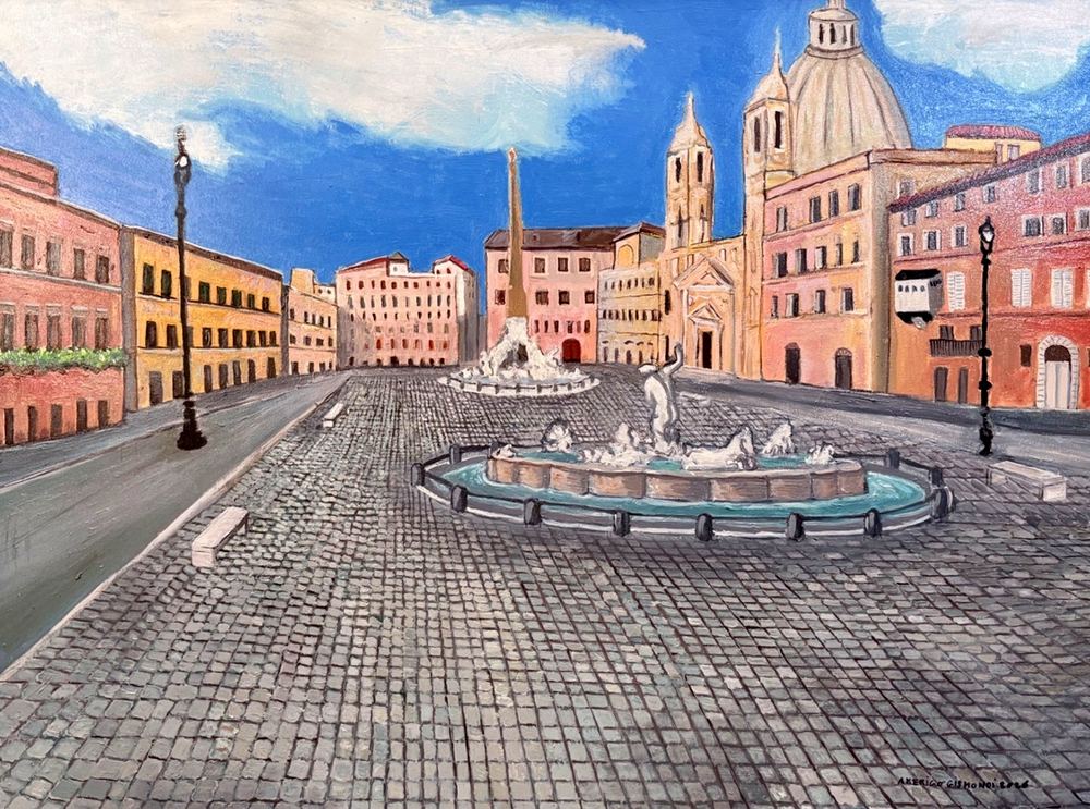 Piazza Navona, olio su tela, 60×80 cm, 2026