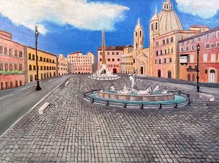 Piazza Navona, olio su tela, 60×80 cm, 2026