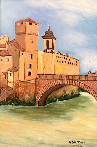 Ponte Cestio da Roma sparita, olio su tela, 60×40 cm, 2024