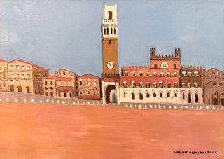 Siena, Piazza del Campo, olio su tela, 50×70 cm, 2025