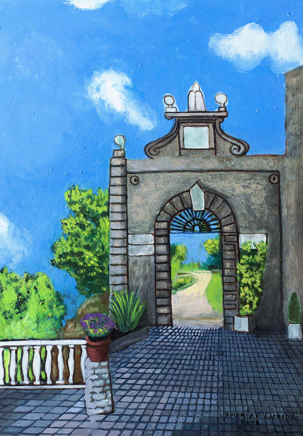 Un portale a Palestrina, olio su tela, 70×50 cm, 2016