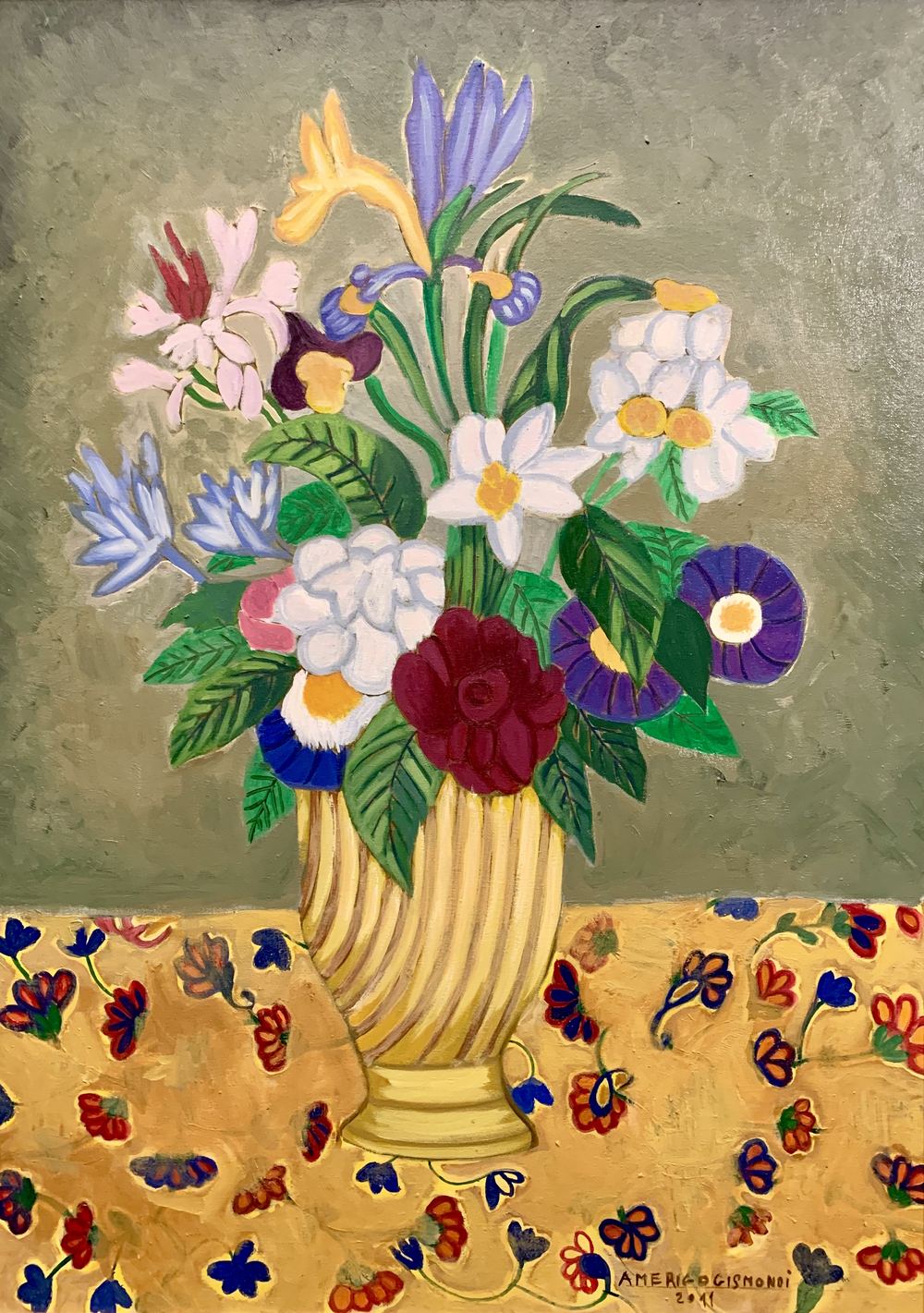 Un vaso di fiori, olio su tela, 70×50 cm, 2011