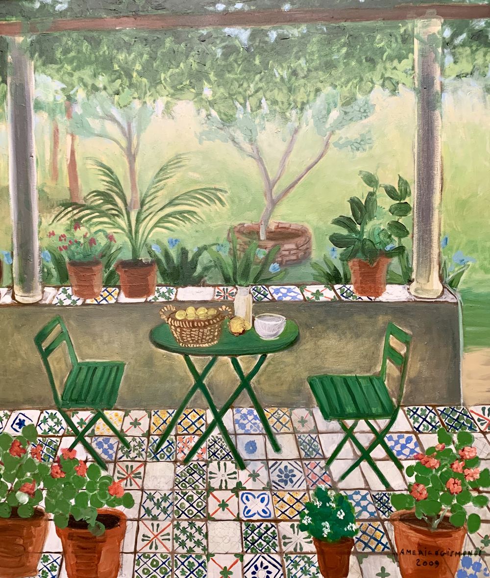 Veranda con vecchie mattonelle, olio su tela, 70×60 cm, 2009